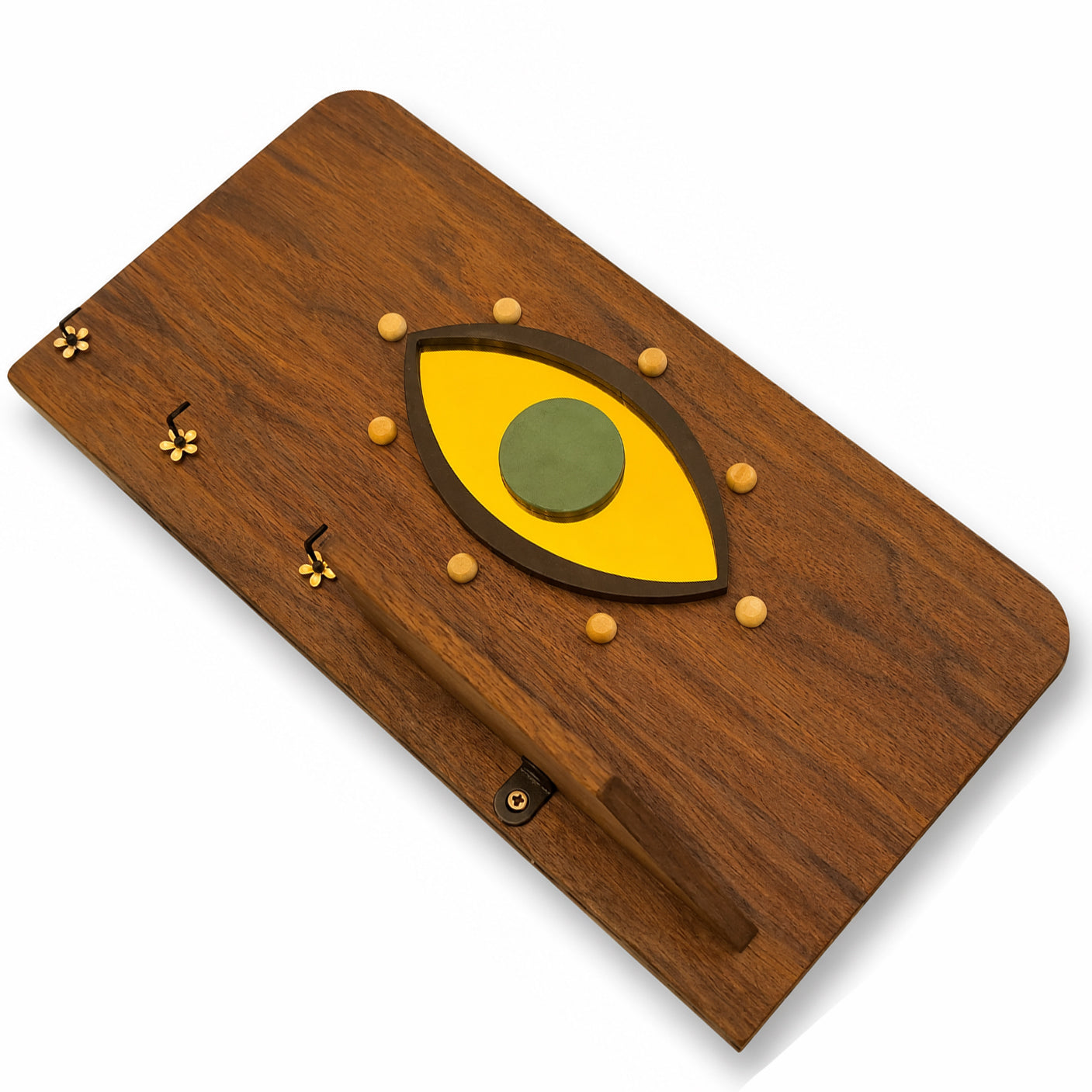 Oak Wood Wall Key Holder with Shelf